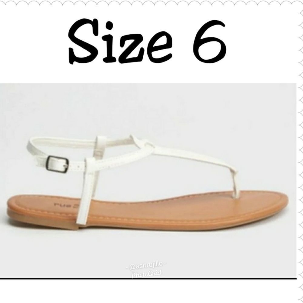 Women's White T-Strap Sandal Sz 6